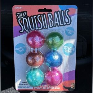 Big Time Toys Sticky Squishaballs Glitter Stress Balls - Multi Color Pack NIB